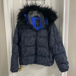 GAP Blue Camouflage Puffer Jacket